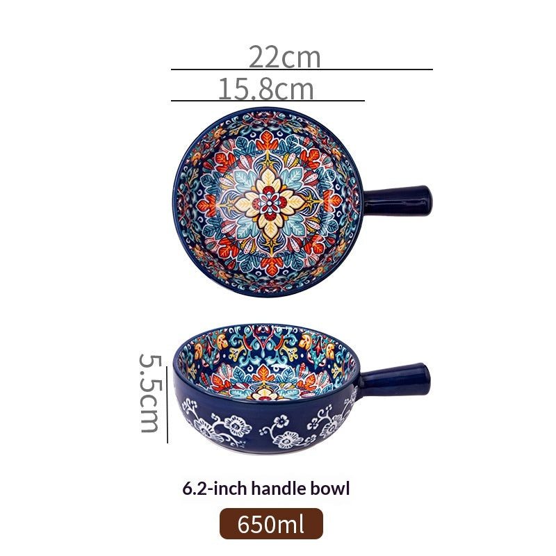 Bohemian Ceramic-handled Bowl Creative Design For Home Use