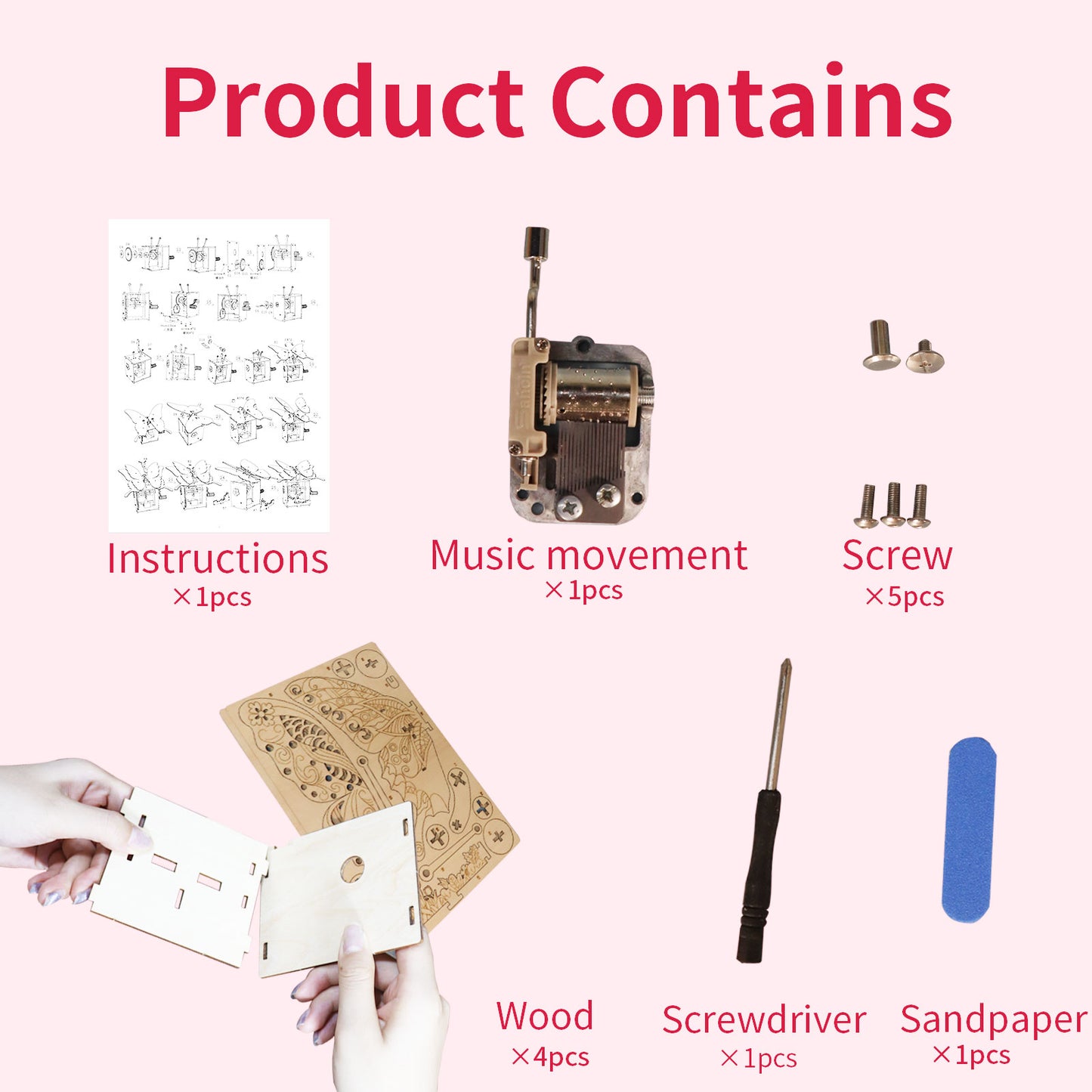 Sales Are Prohibited On The TEMU And SHEIN-MUSIC PARK 3d Wooden Puzzle Hand Butterfly Music Box You Are My Sunshine Handmade Assembly Model Kit Holidays Brthdays Christmas Gifts