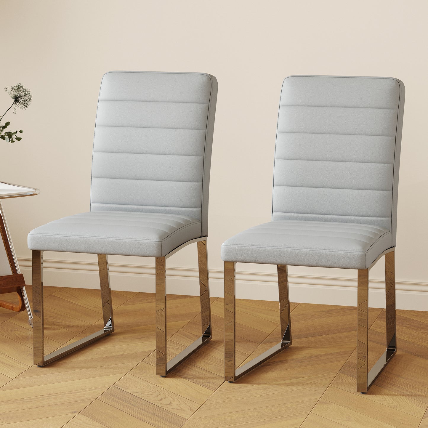 2-Pack - Premium PU Office Dining Chairs With High-density Foam, Sturdy Iron Legs  Electroplate Spray Paint , Multiple Colors. Easy Assembly
