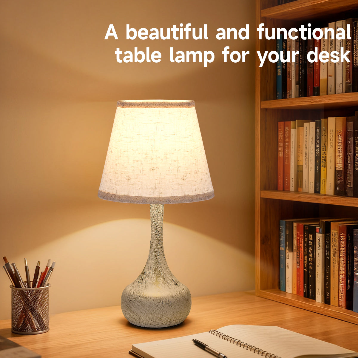 Touch Bedside Lamp Set Of 2, Farmhouse 3-Way Dimmable Table Lamps For Nightstand With Fabric Shade, Desk Lamp For Reading, Bedroom, Livingroom, Office