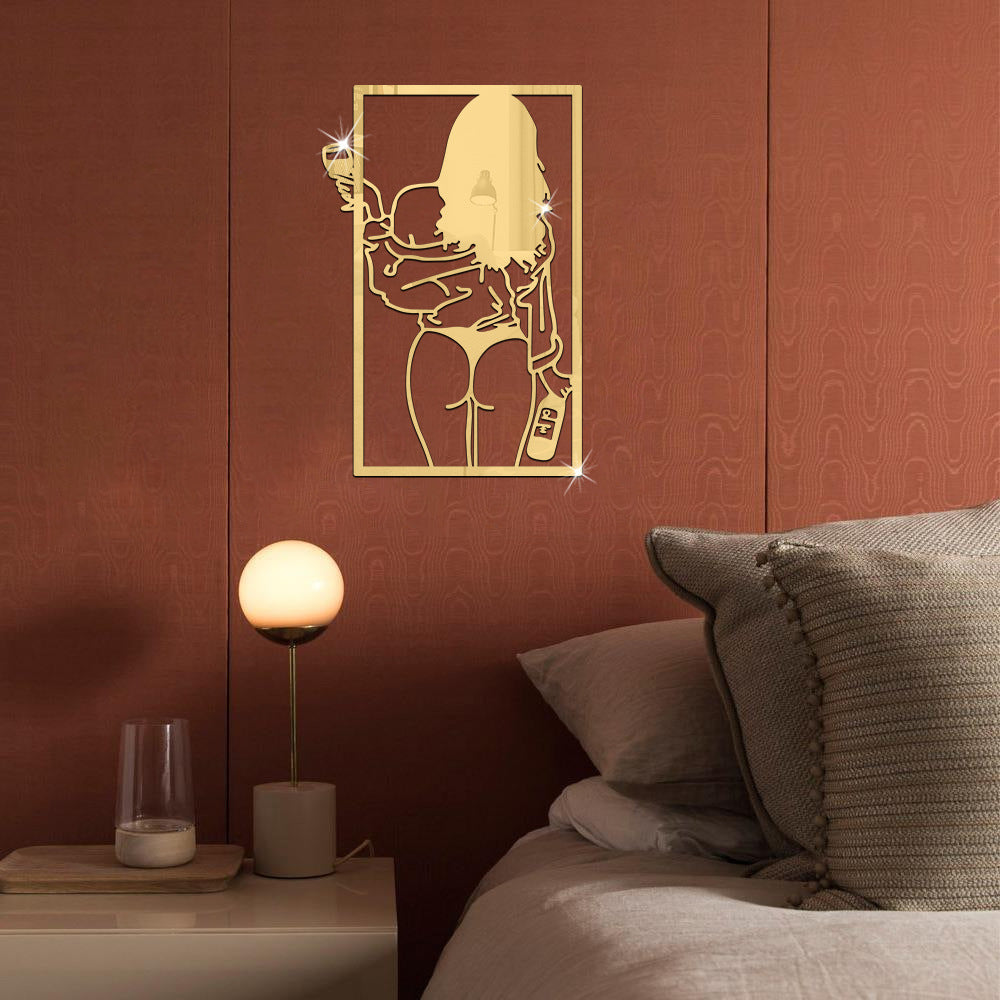 Acrylic Wall Stickers Line Beauty Back Silhouette Self-adhesive Background Wall Mural