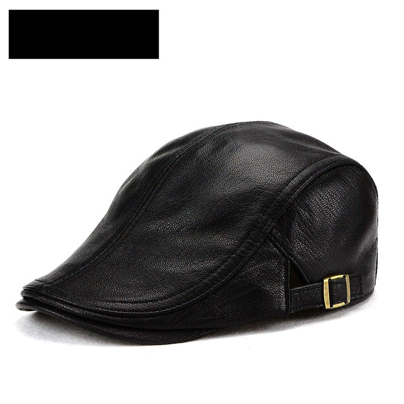 Mens Thin Korean-Style Leather Hat For Autumn And Winter Perfect For Middle-Aged And Older Gentlemen