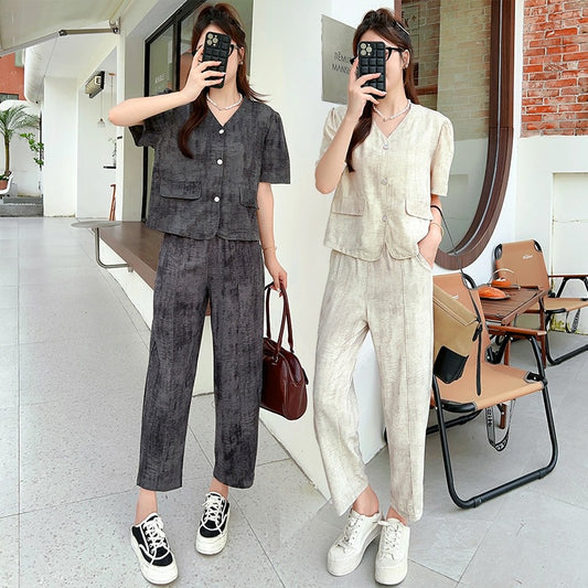 Summer Casual Suit Sophisticated Versatile Figure-Flattering Cooling Set