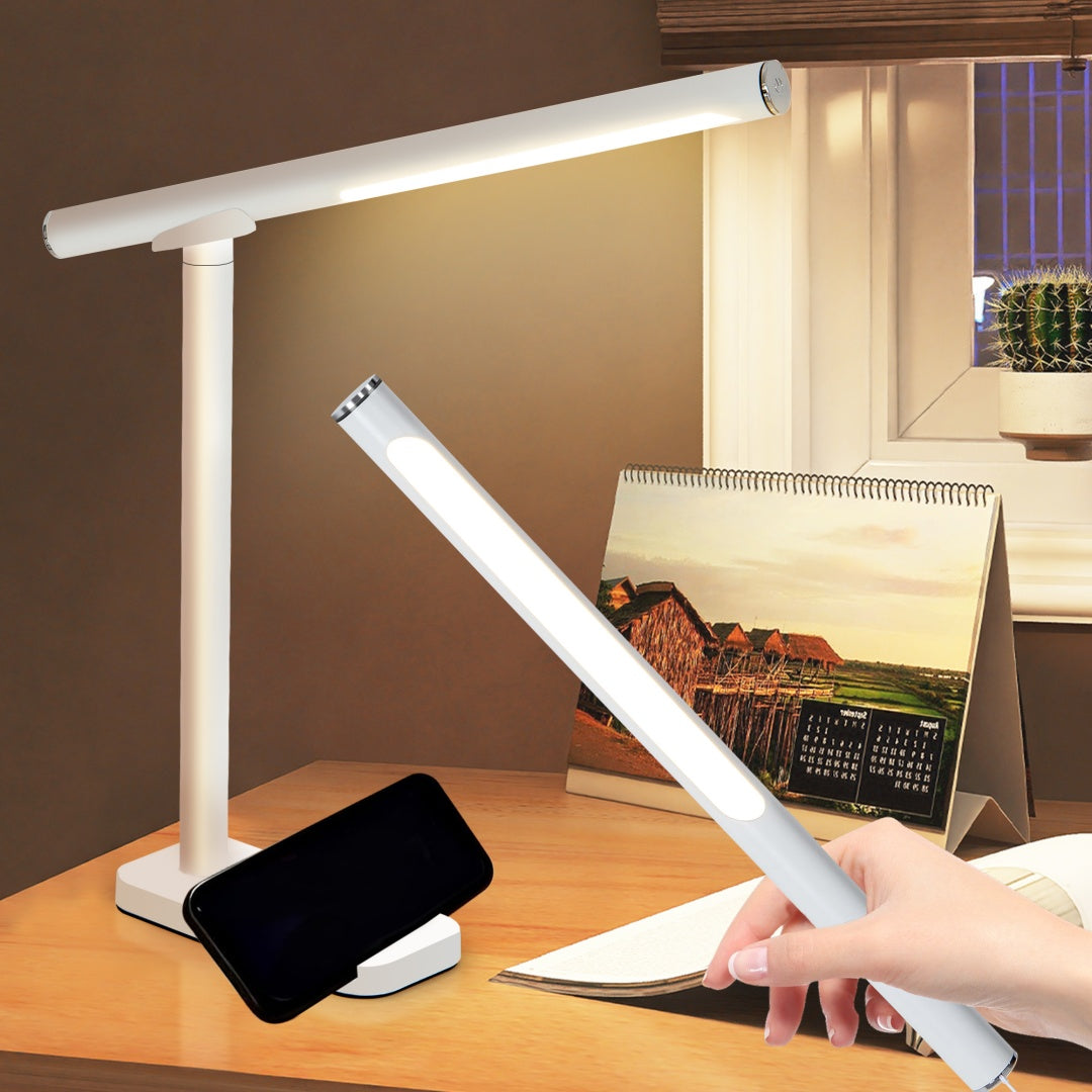 LED Desk Lamp 360 Adjustable, USB Charging Port, 5 Light Modes & Dimmable Brightness, Bedside Lamp For Reading, Craft, Work, Study White