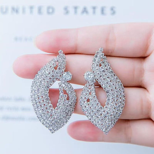 Korean Bold Full Rhinestone Studs, Sparkling Movable Elegant Women Earrings