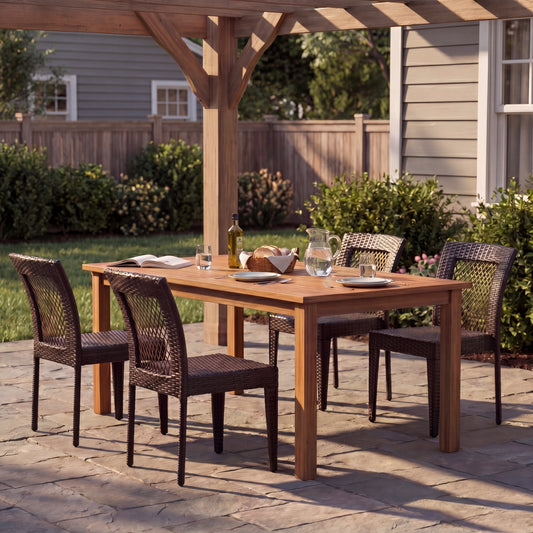 Outdoor Dining Chairs Set Of 4, Stackable Chairs With UV-Resistant PE Rattan And Steel Frame, For Patio, Garden, Balcony, Supports 400lbs