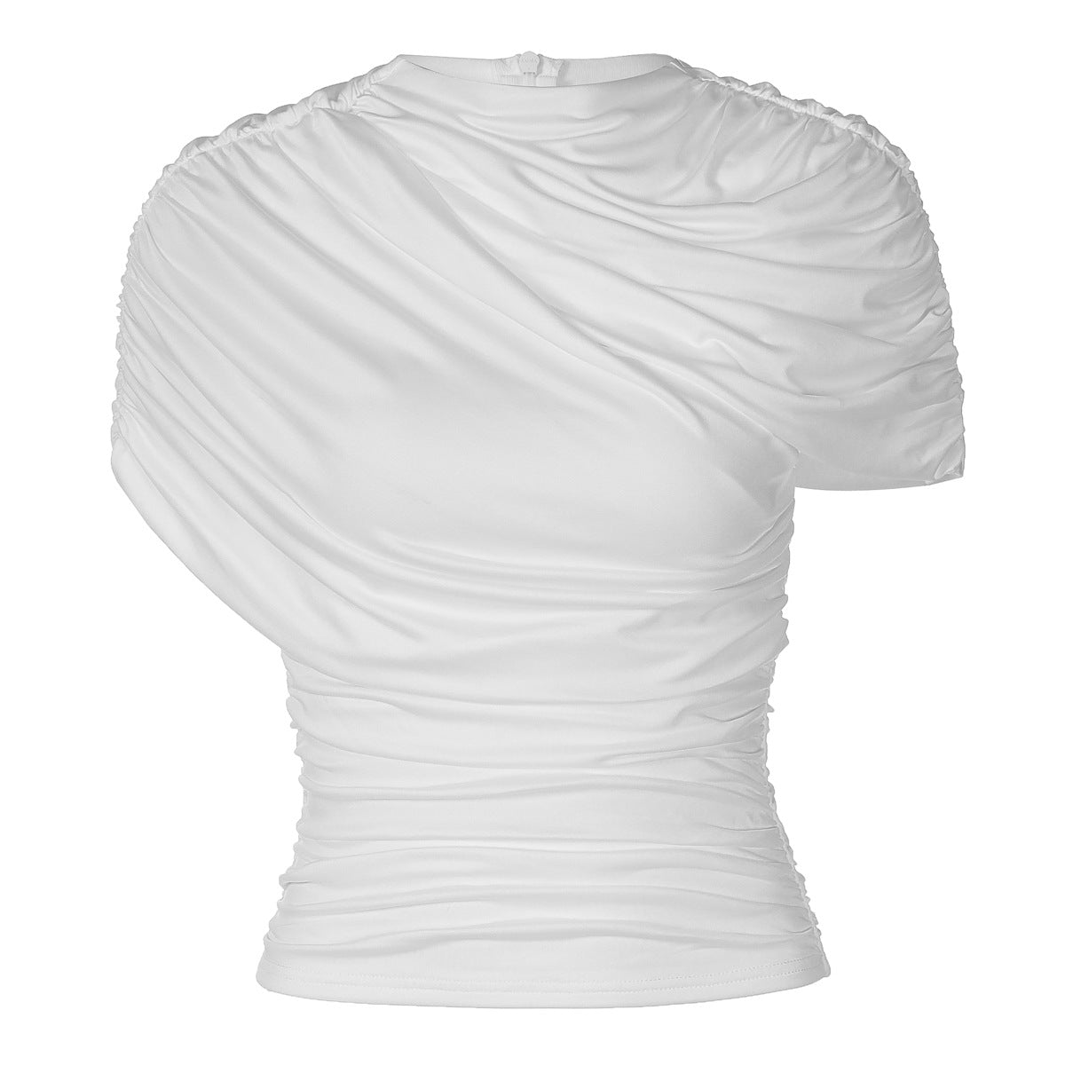 Solid-color Scarf-collar Fashion Draped Sleeveless Slim-fit Short Top