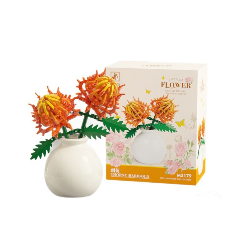 Building Block Flower Educational Assembled Toys Vase Series Ornaments