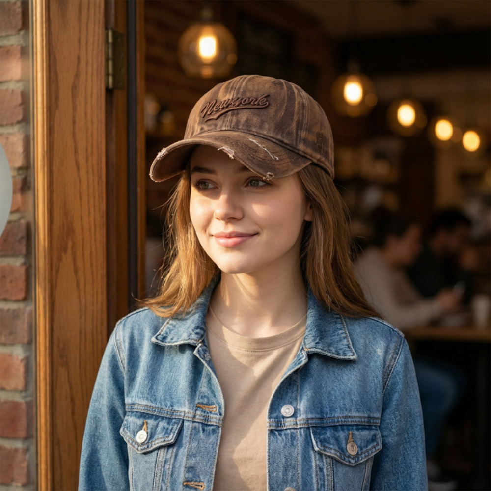 Men's And Women's Matching Solid Color Weathered Letter Embroidery Simple And Fashionable Baseball Cap Suitable For Outdoor Travel And Daily Use