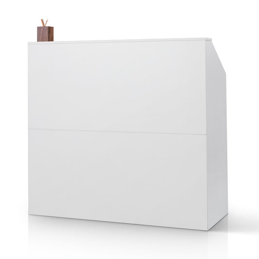 Reception Desk, 46 Inch Rectangular Front Counter Table, Office Reception Desk, Retail Counter And Front Reception Counter, For Checkout, Lobby, Beauty Salon And Office, White