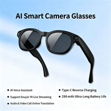 8MP AI Smart Glasses Bluetooth Sunglasses For Music Calling Translation C03