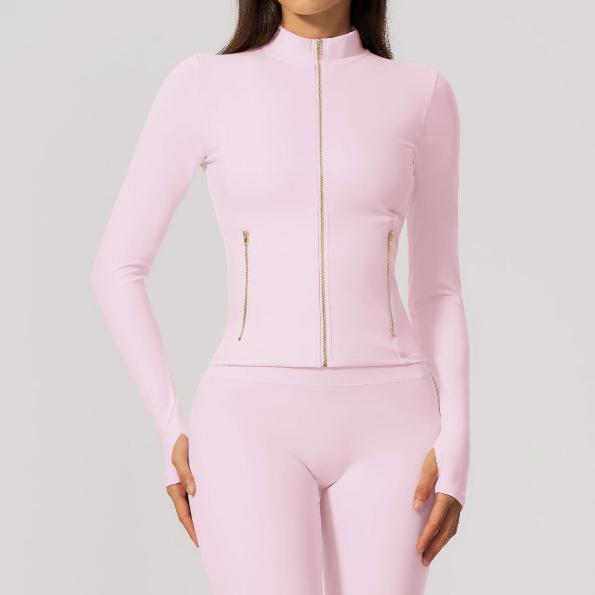 Figure-flattering Stretchy Fitness Zip-up Cardigan Womens Sports Jacket