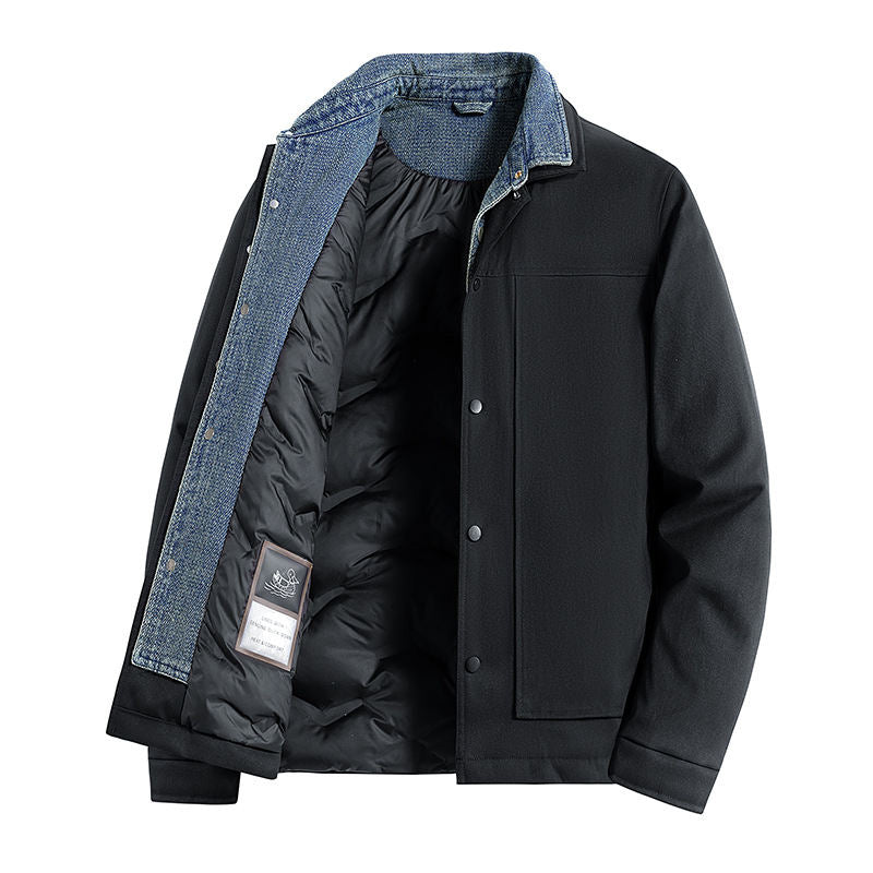 Men's Jacket Fake Two-Piece Korean-Style Trendy Loose Mens