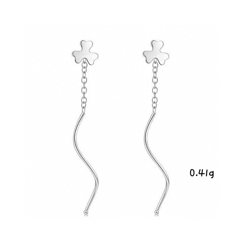 Fashionable Korean-style Clover-wave Drop Earrings For Women