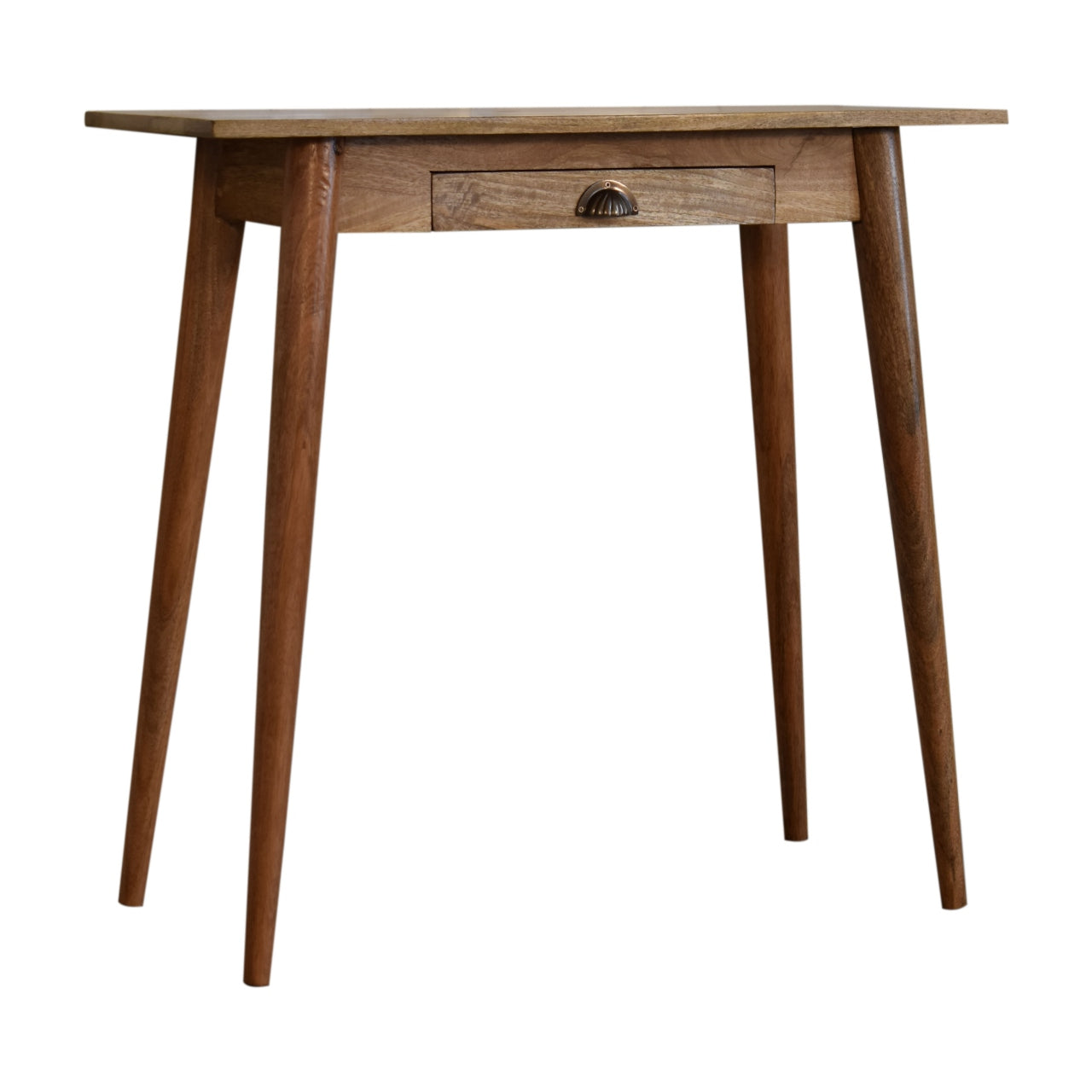 Solid Wood Mini Nordic Style Writing Desk, 1 Drawer, Brown