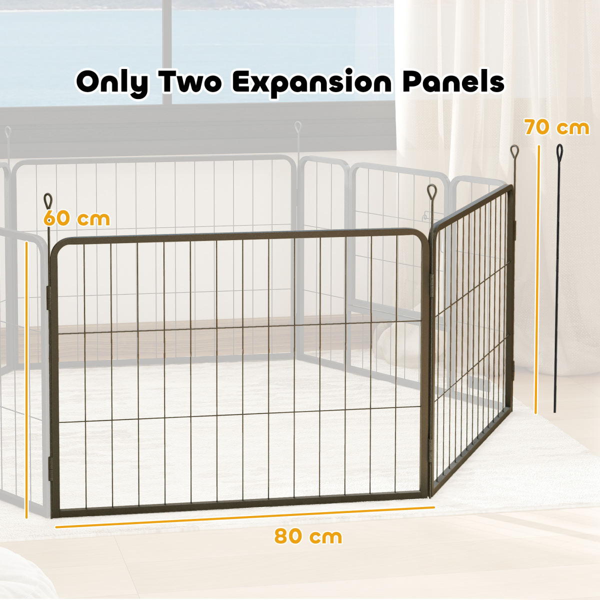 PawHut 2 Piece Dog Pen Expansion Pack For 60cm High Pet Playpen With 3 Stakes, For Small Dogs
