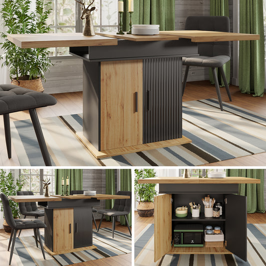 Telescopic Dining Table  Foldable Kitchen Table For 4-6 People, Extendable Dining Table, Space-saving Kitchen Table, For Kitchen And Living Room, Retro-style Dining Table