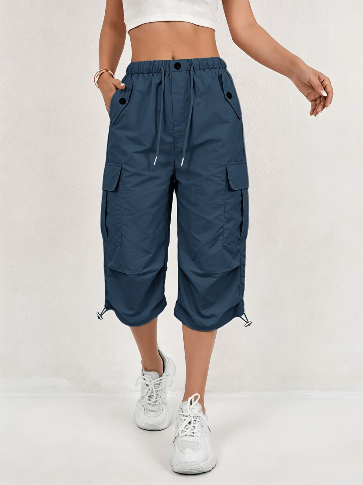 Bestseller Women's Cargo Capri Pants With Multiple Pockets, Lightweight Quick Dry Outdoor Running Athletic Trousers