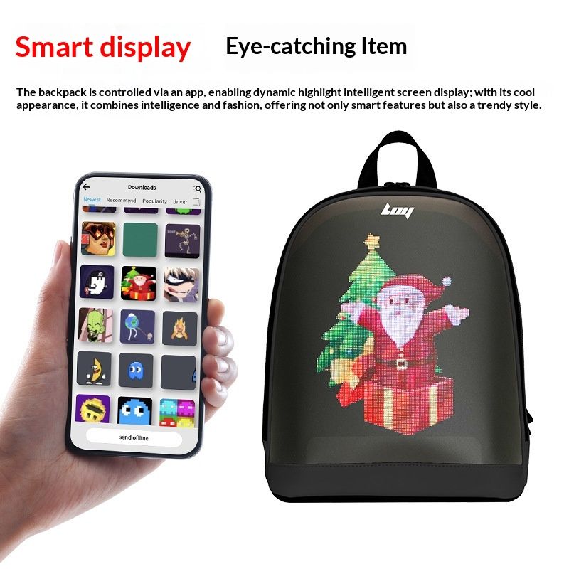 Waterproof Leisure Luminous LED Display Smart Backpack