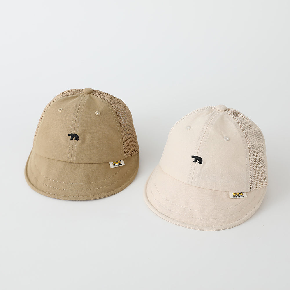 New Children's Mesh Simple Bear Embroidered Baseball Cap - Cute And Fresh Style Baby Breathable Sun Hat