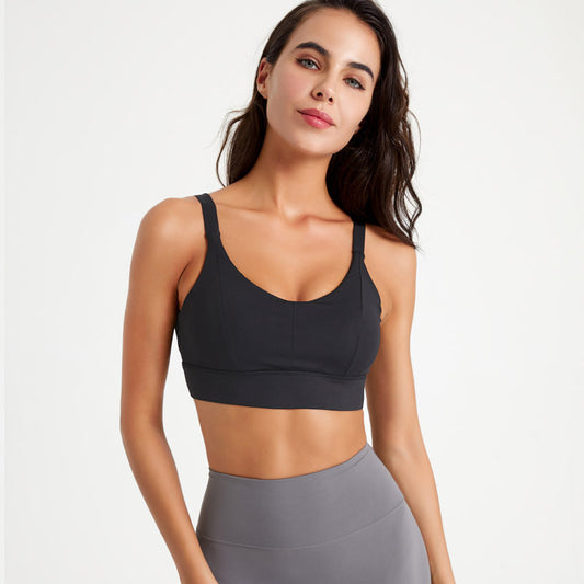High-intensity Shock-absorbing Compressive Sports Bra For Women, Integrated Cup Design, Suitable For Running, Fitness And Yoga With Beautiful Back Design