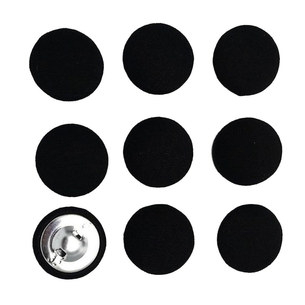 10pcs Cotton Fabric Covered Buttons Sewing Accessories For Garment Black