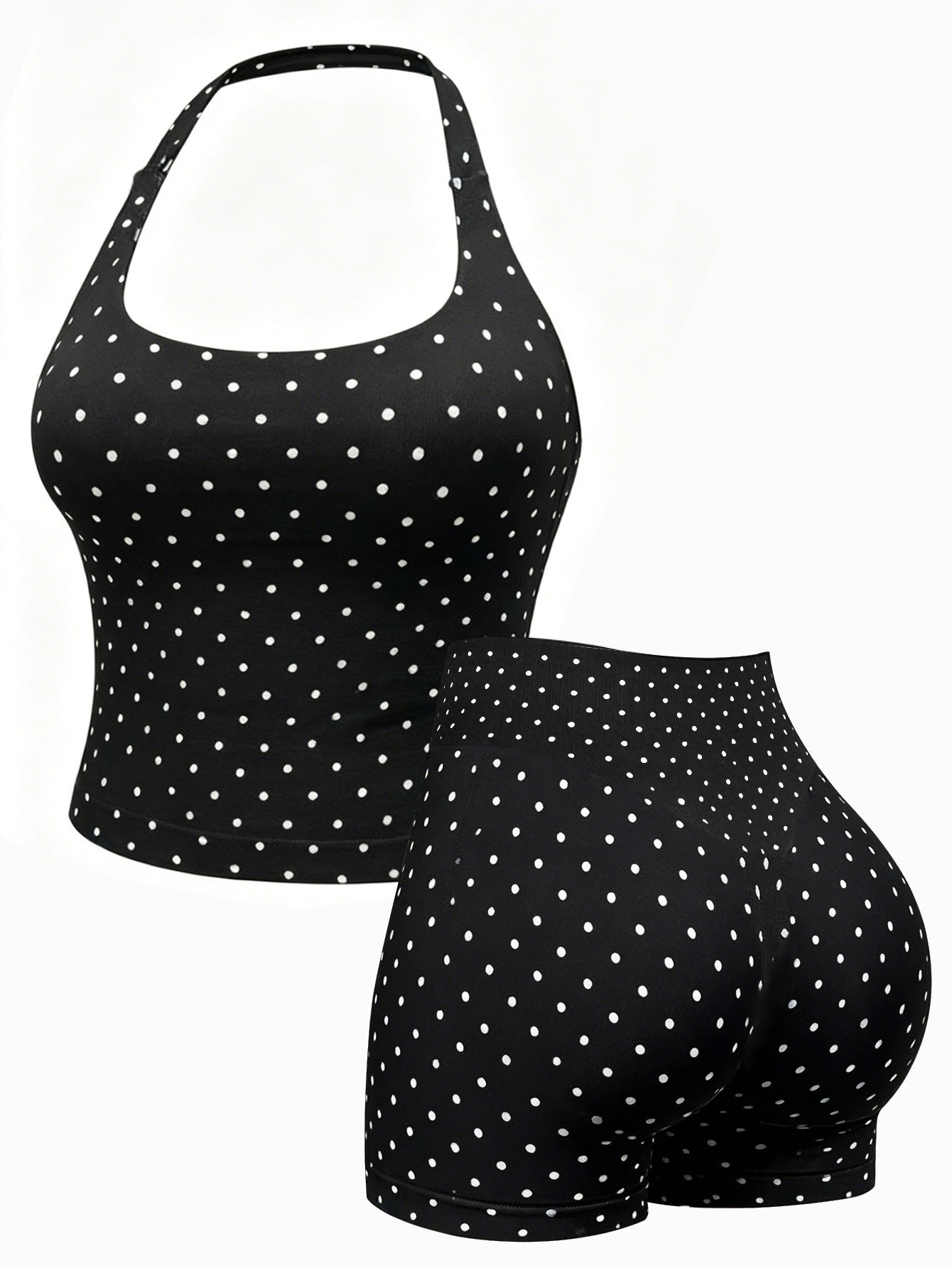 New Halter-Neck Seamless Yoga Backless Camisole And High-Waisted Workout Set