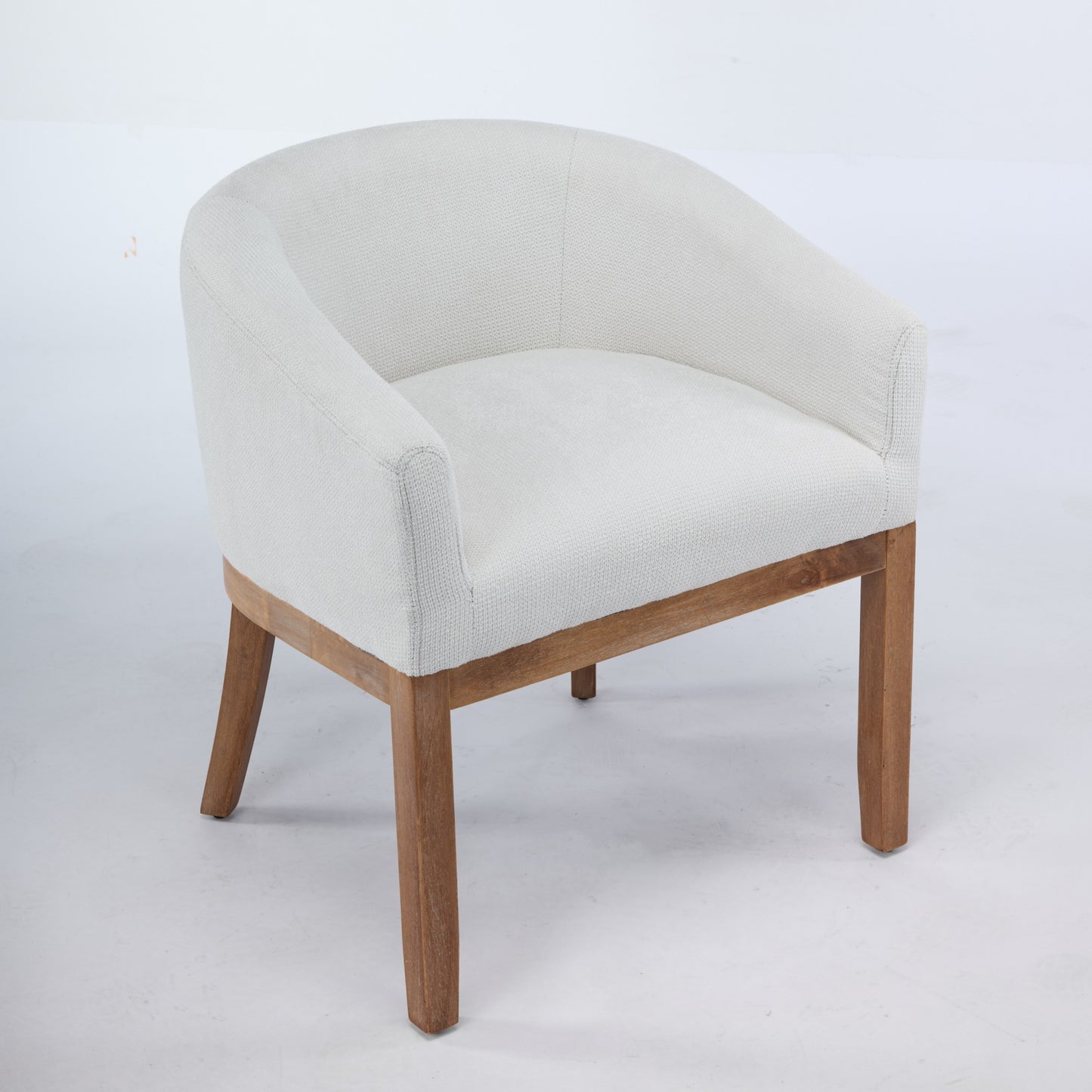 Mid Century Modern Upholstered Barrel Dining Chairs With Arms,Farmhouse Linen Kitchen & Dining Room Chairs With Natural Hardwood Frame, 19IN W Accent Chairs For Living Room,Single Pack,Beige,DE1891BG