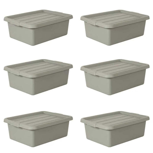 6-Pack 20  X 15  X 7  9 Gallon Meat Lug, Commercial Meat Tubs With Lids, Food Grade Plastic Bus Tubs, Heavy Duty Utility Container For Dishwashing, Kitchen Prep, Restaurant Storage, Gray