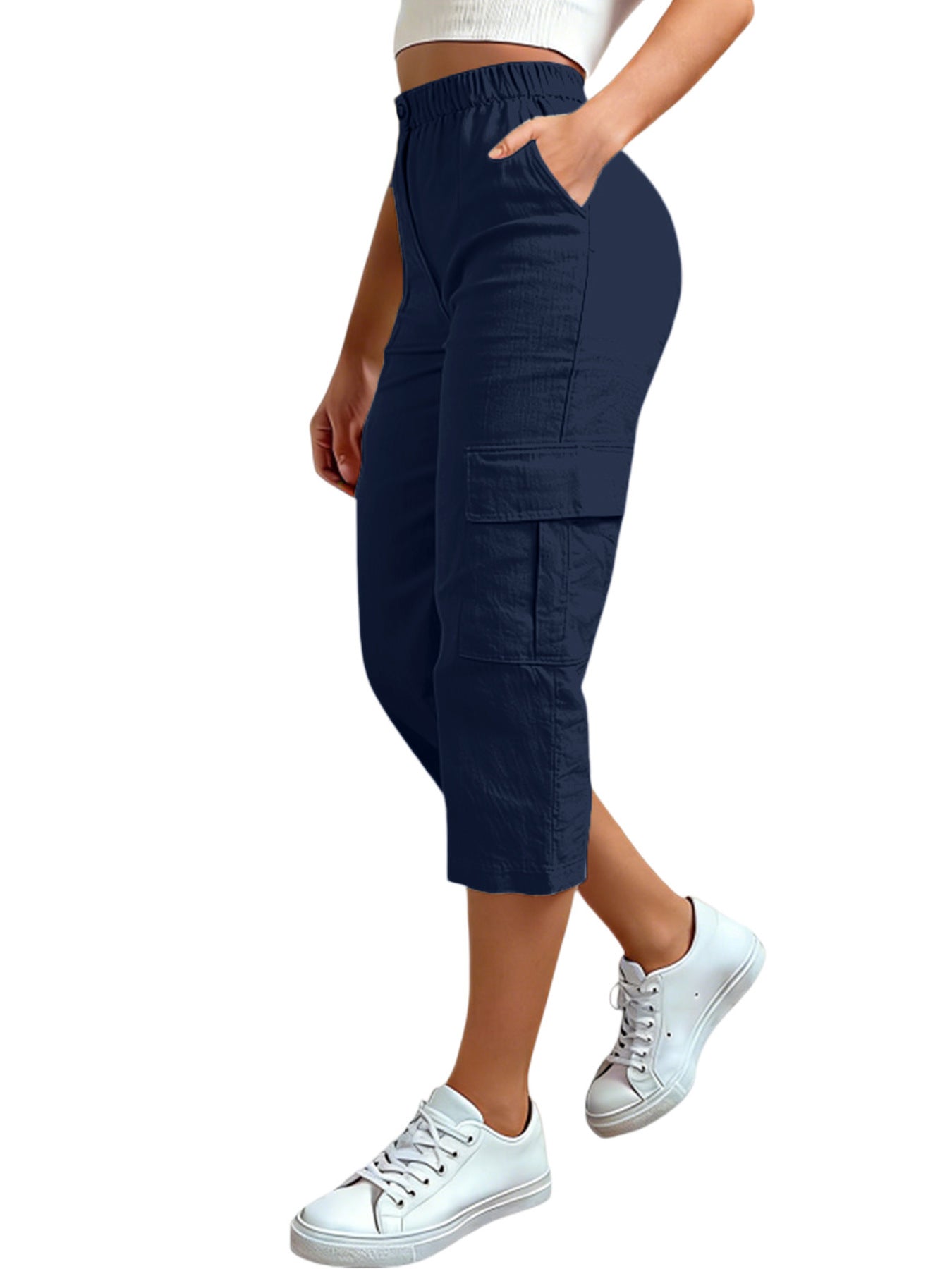 Loose-fit Casual Pants With Multiple Pockets Cross-border Fashion Cropped Trousers
