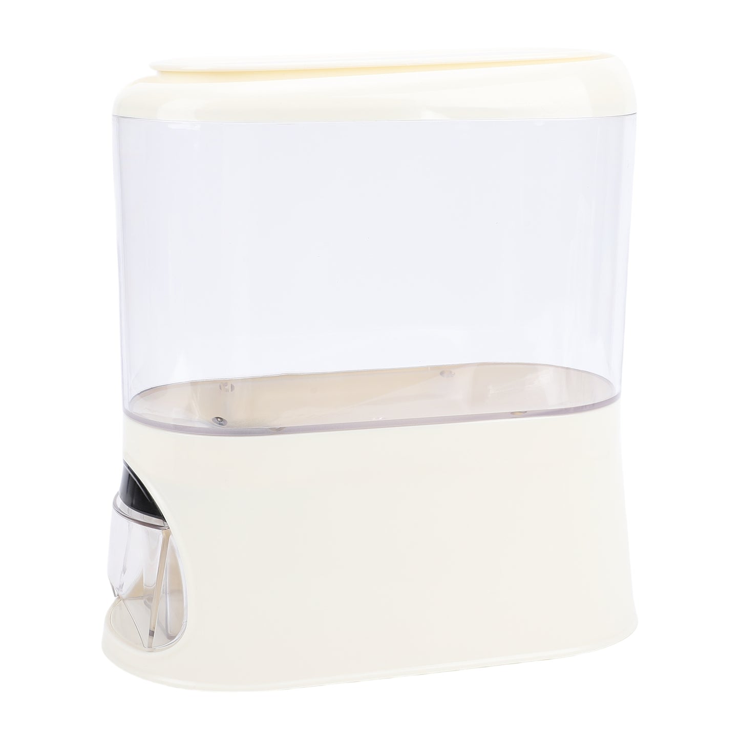 Rice Dispenser With Cup PP Sealed Clear Dry Food Storage Grain Container Bin For Pantry Home Kitchen Organization Cream White