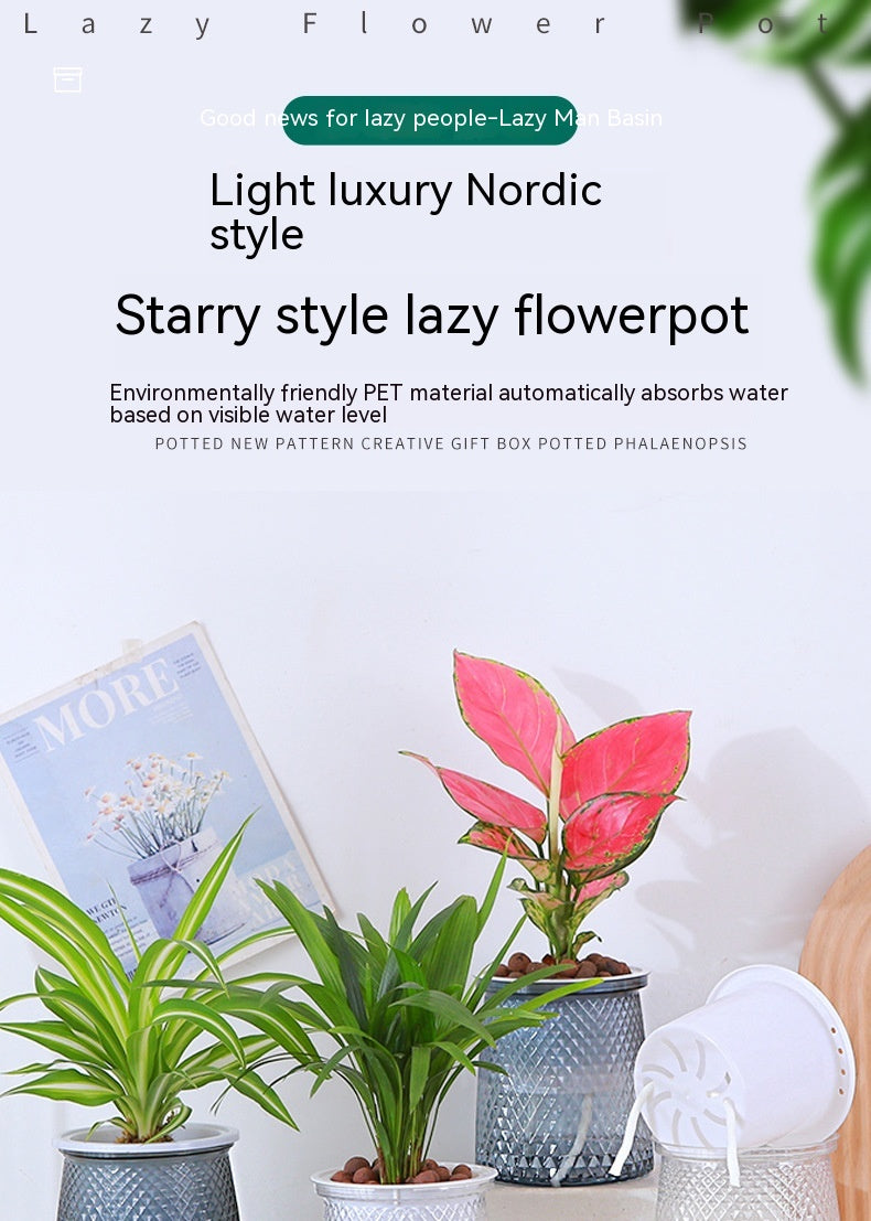 Water-free New Automatic Water Feeding Lazy Basin Light Luxury Plastic Flower Arrangement Hydroponic Flowerpot