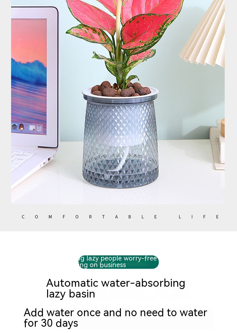 Water-free New Automatic Water Feeding Lazy Basin Light Luxury Plastic Flower Arrangement Hydroponic Flowerpot