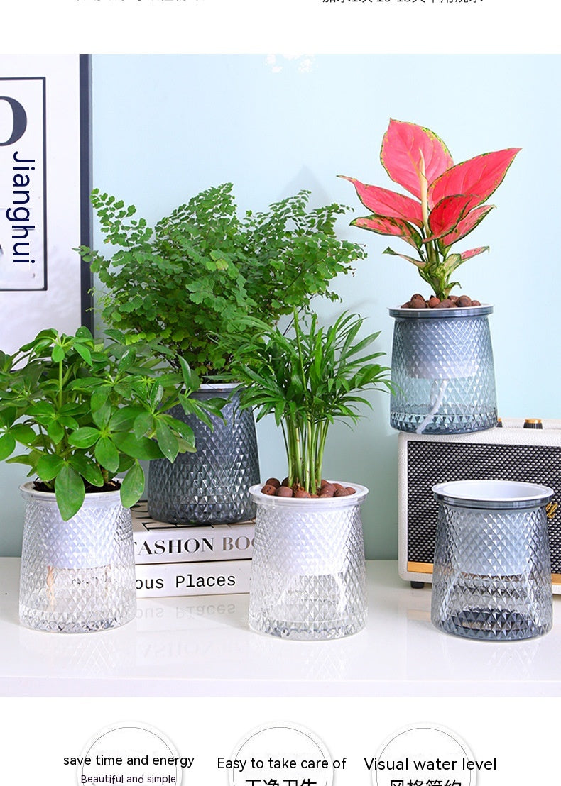 Water-free New Automatic Water Feeding Lazy Basin Light Luxury Plastic Flower Arrangement Hydroponic Flowerpot
