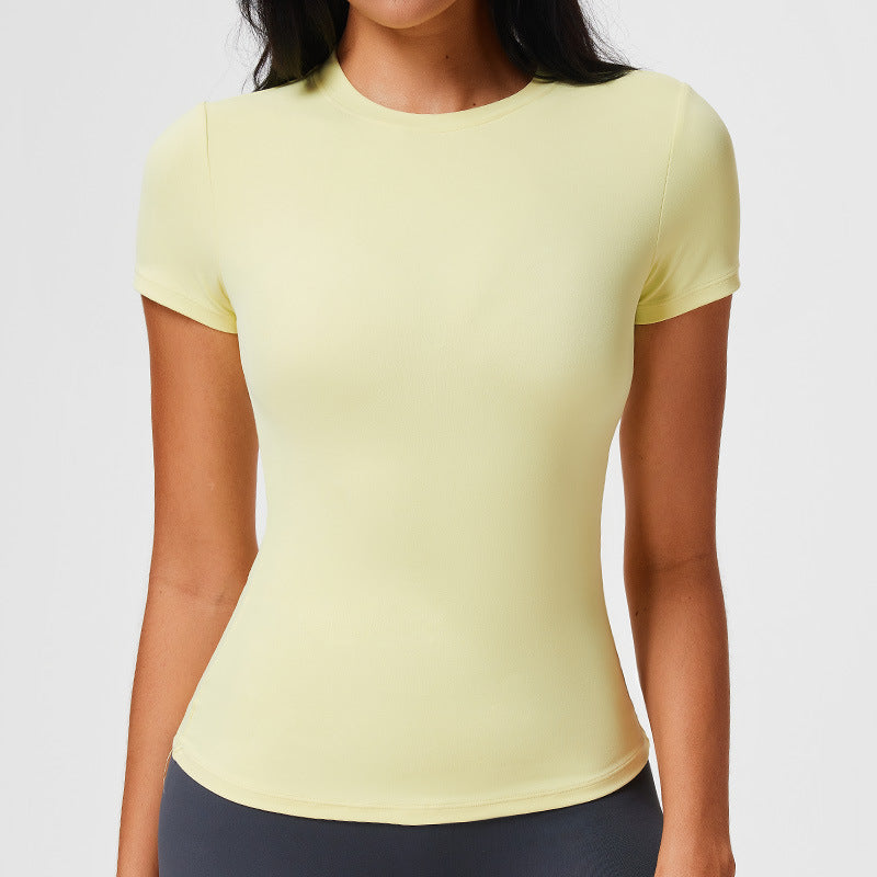 Casual Sports T-shirt Women's Slim Fit And Quick-drying Nude Feel Fitness