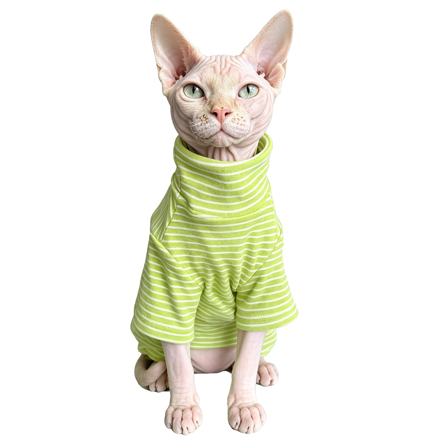 Sphynx Cat Clothes For Cats Only, Narrow Striped Sphynx Shirt Clothes T-Shirts Sweatshirt With Sleeves, Soft Kitten Sphinx Clothes Pet Apparel Devon Rex,Cornish Rex,Peterbald