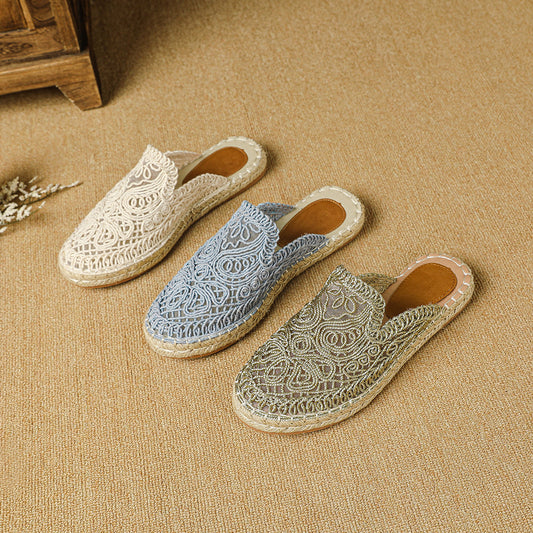Baotou Hollowed-out Half-slipper Outdoor Round Toe Flat Slip On