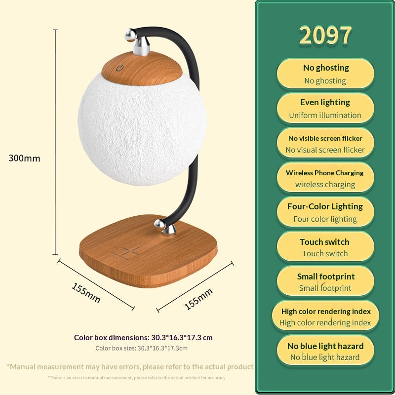 Wireless-Charging Lunar Table Lamp A Creative Atmosphere For Reading