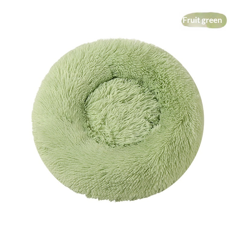 Round Plush Pet Bed, Winter Warmth For Dogs And Cats