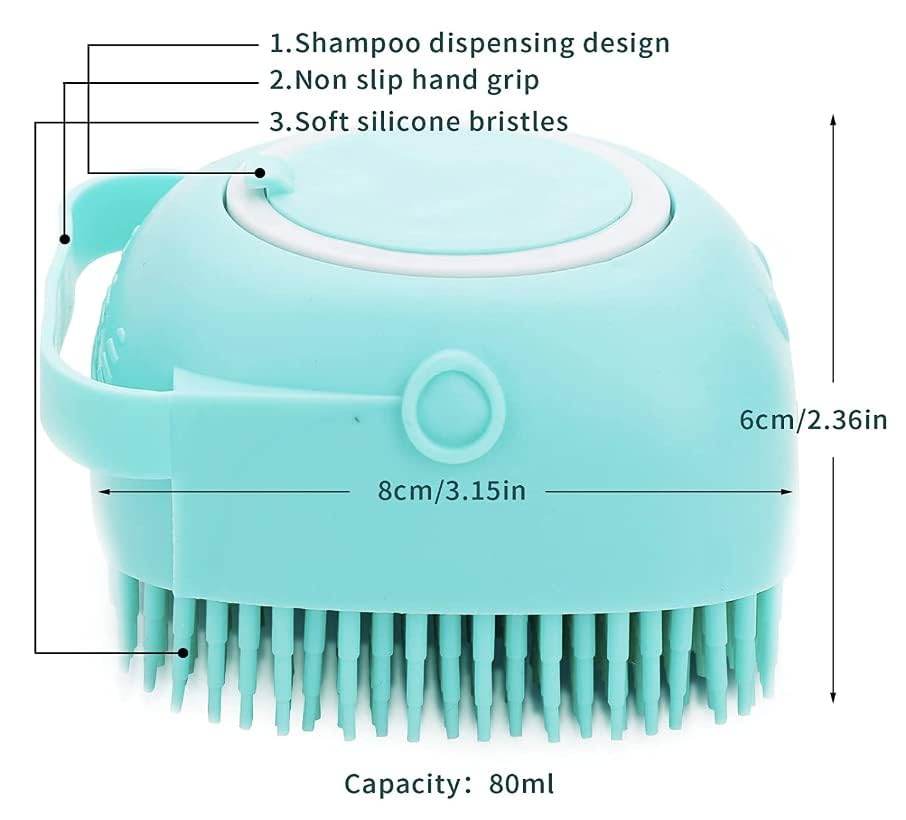 Pet Grooming Brush With Soap Dispenser For Dogs And Cats  Soft Silicone Bristles, Long Short Hair Friendly