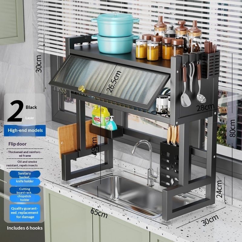 Storage Bowl Countertop Sink Draining Multi-functional Household Dish Rack Cabinet