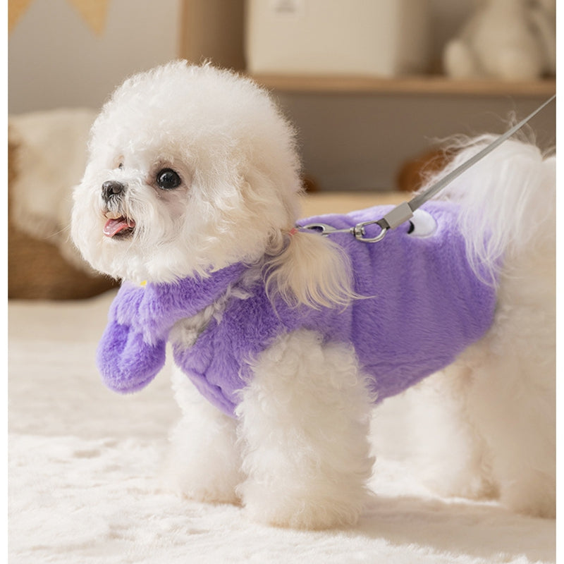 Autumn And Winter Korean Version New Dog Cute Cartoon Little Bear Sportswear Cat Teddy Pet Clothing With Scarf