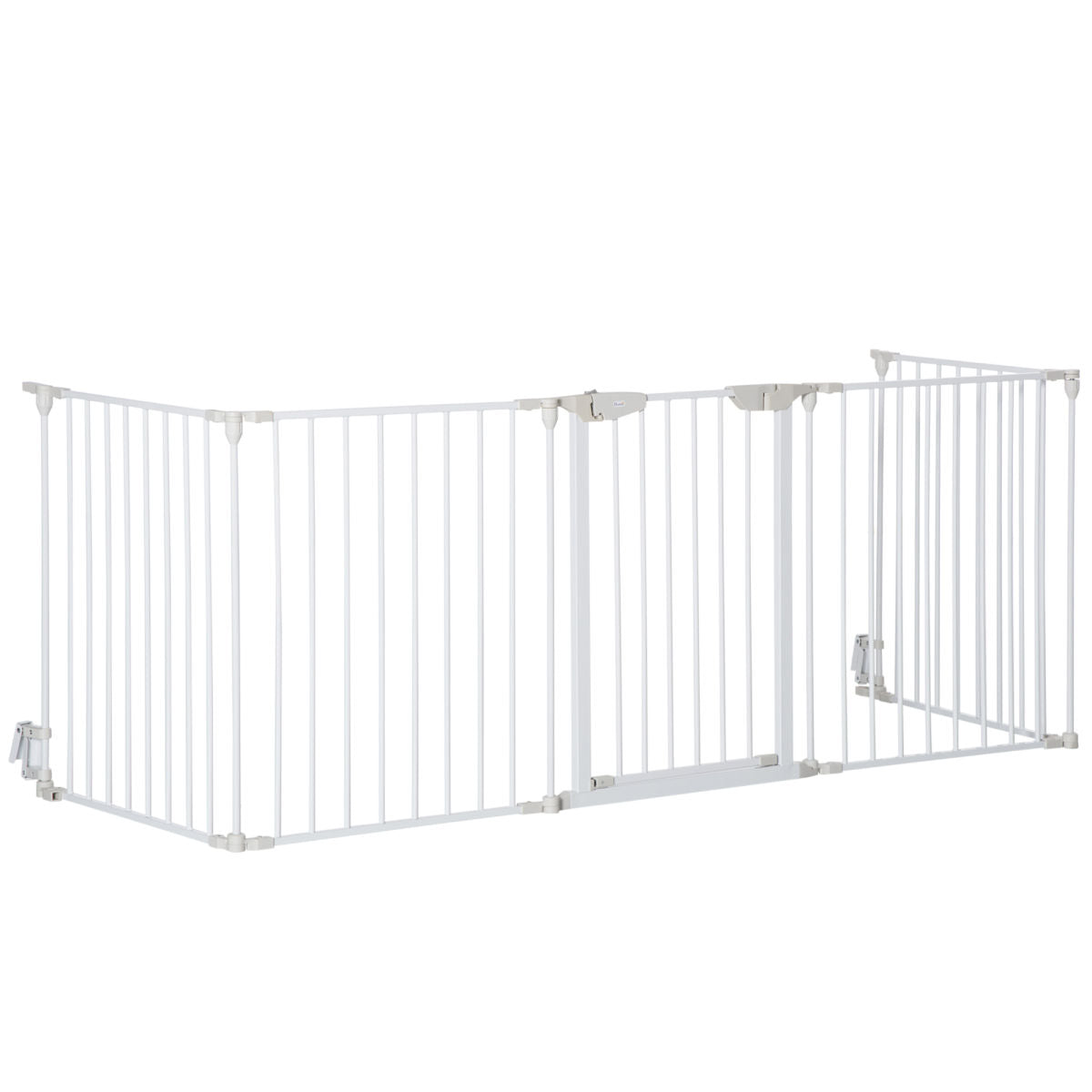 PawHut 5 Panels Pet Playpen Metal Fence W/ Walk Through Door - White