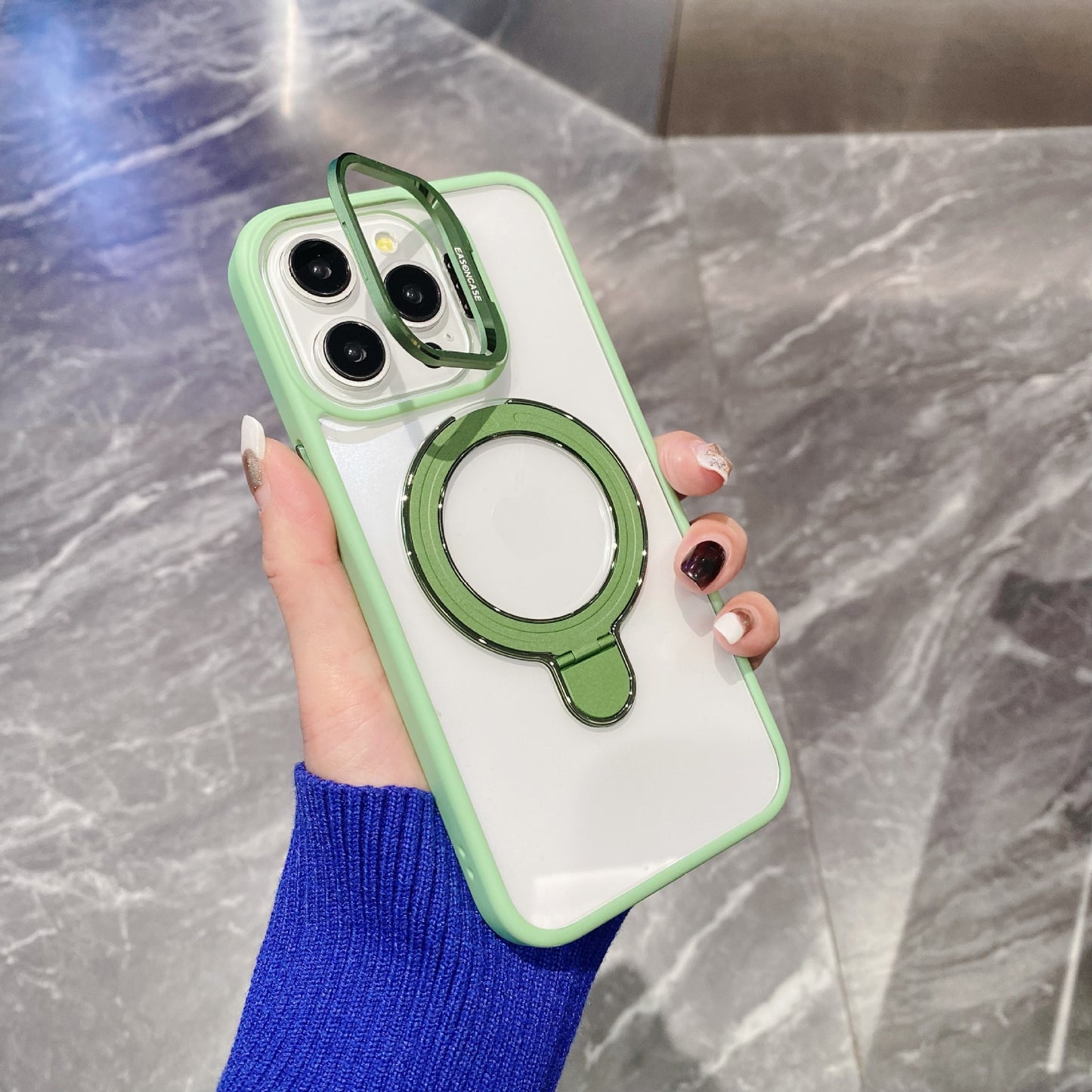 Simple Magnetic Charging Double Bracket Phone Case