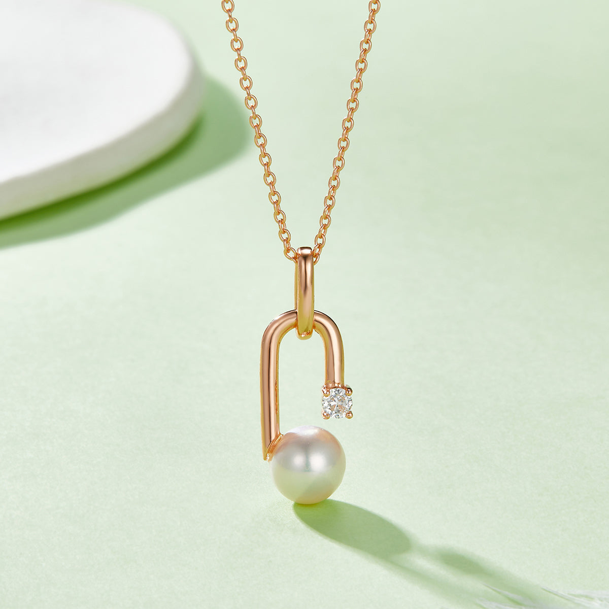 S925 Sterling Silver Natural Freshwater Pearl Necklace 45cm U-Shape Geometric Design 3 Colors Available Gift Box 3.6g