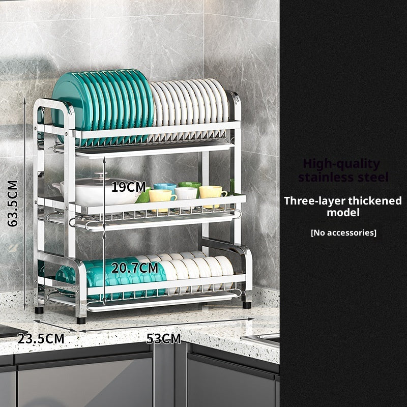 Stainless Steel Multi-Tier Kitchen Dish Rack