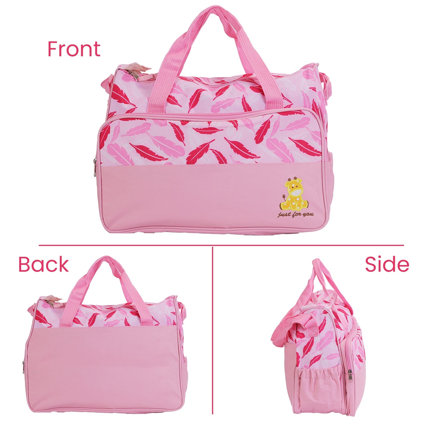 5Pcs Baby Nappy Diaper Bags Set For Picnic Mummy Diaper Handbags With Diaper Pad Food Bag Bottle Bag Travel Tote Bags For Mom Dad