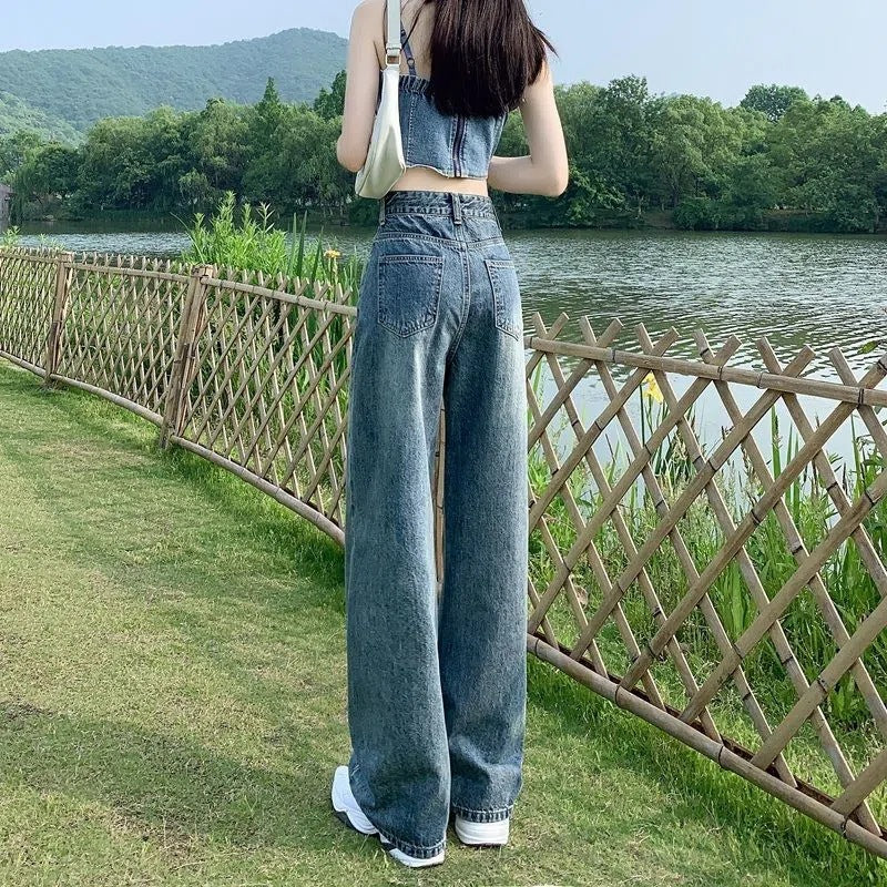 Slim Straight-leg Floor-length Pants Trendy Korean Style Versatile