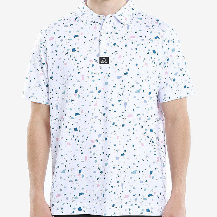 Men's Printed Golf Polo Shirt - Casual Short Sleeve Sports Top for Outdoor Activities