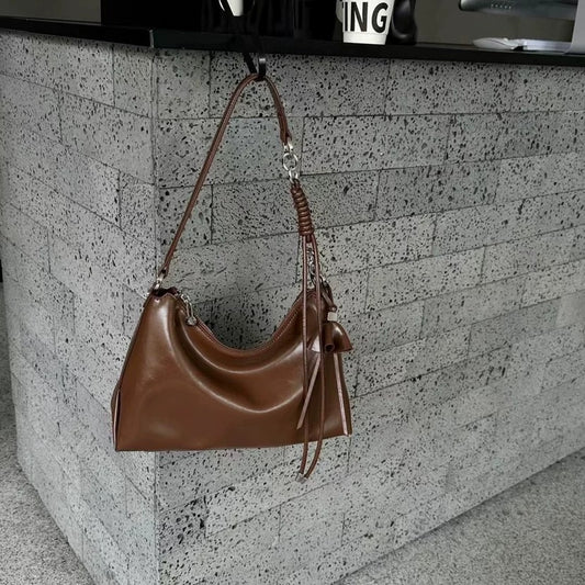 Cross-border Korean-style Niche Design Tote Bag, Top Layer Genuine Leather, Large Capacity, New Fashion Women's Shoulder Bag